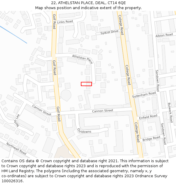 22, ATHELSTAN PLACE, DEAL, CT14 6QE: Location map and indicative extent of plot