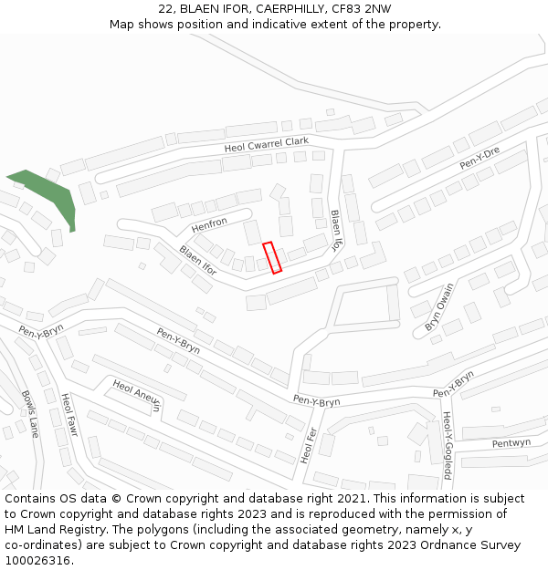 22, BLAEN IFOR, CAERPHILLY, CF83 2NW: Location map and indicative extent of plot