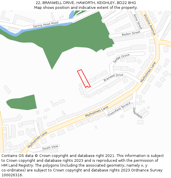 22, BRANWELL DRIVE, HAWORTH, KEIGHLEY, BD22 8HG: Location map and indicative extent of plot