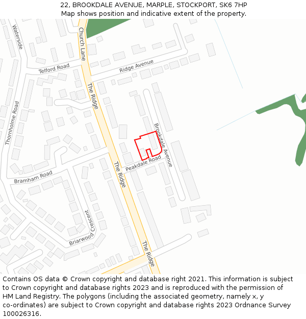 22, BROOKDALE AVENUE, MARPLE, STOCKPORT, SK6 7HP: Location map and indicative extent of plot