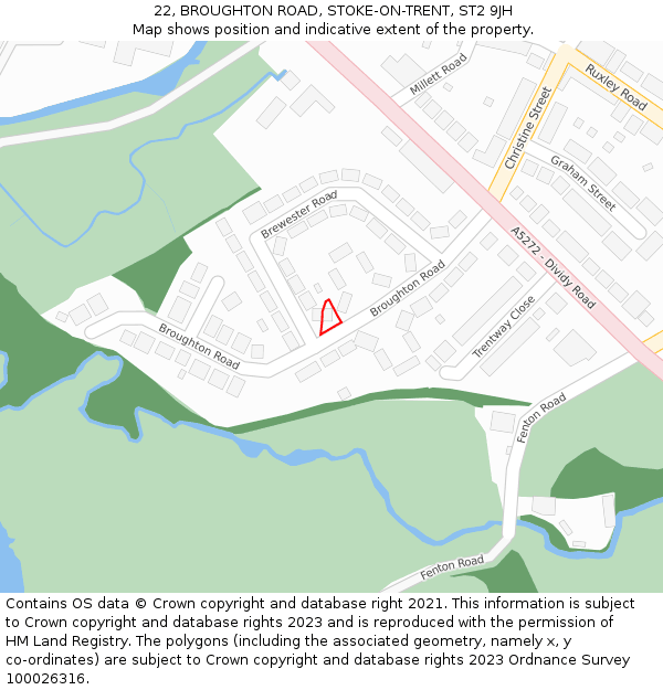 22, BROUGHTON ROAD, STOKE-ON-TRENT, ST2 9JH: Location map and indicative extent of plot