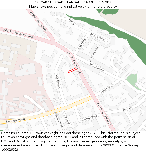 22, CARDIFF ROAD, LLANDAFF, CARDIFF, CF5 2DR: Location map and indicative extent of plot