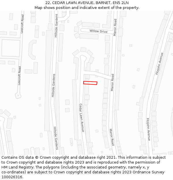 22, CEDAR LAWN AVENUE, BARNET, EN5 2LN: Location map and indicative extent of plot