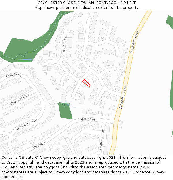 22, CHESTER CLOSE, NEW INN, PONTYPOOL, NP4 0LT: Location map and indicative extent of plot