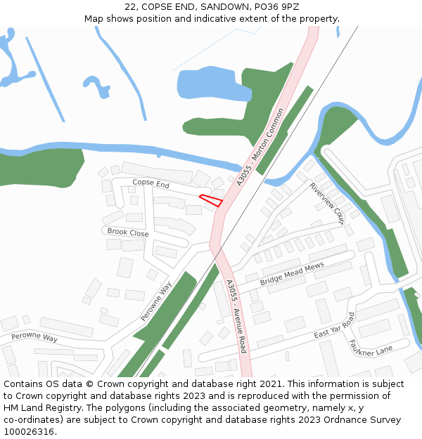 22, COPSE END, SANDOWN, PO36 9PZ: Location map and indicative extent of plot