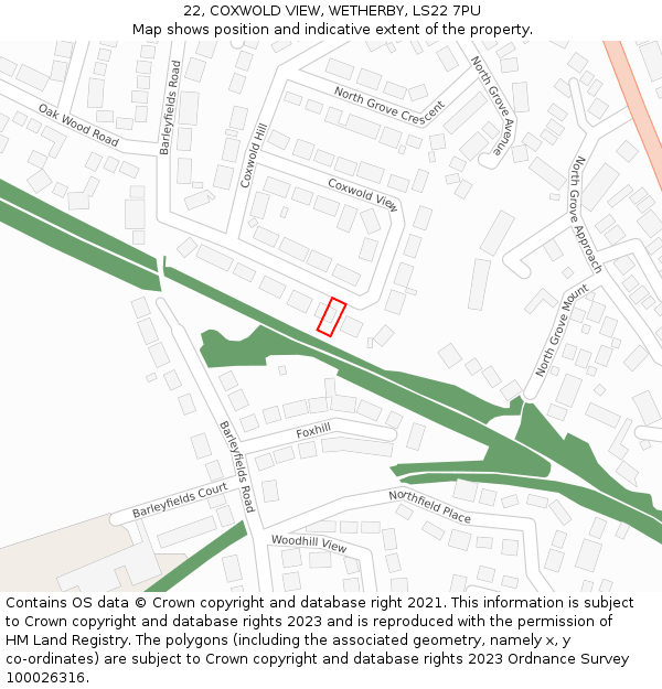 22, COXWOLD VIEW, WETHERBY, LS22 7PU: Location map and indicative extent of plot