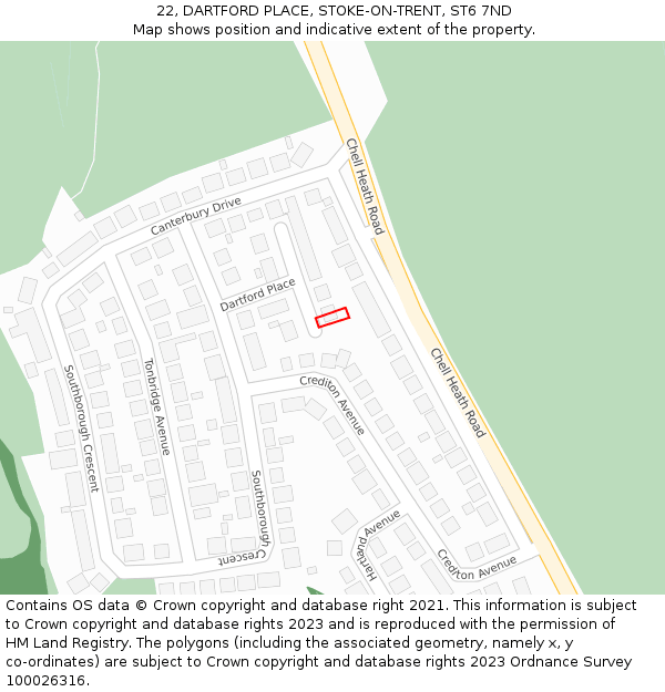 22, DARTFORD PLACE, STOKE-ON-TRENT, ST6 7ND: Location map and indicative extent of plot