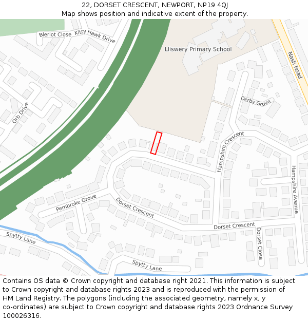 22, DORSET CRESCENT, NEWPORT, NP19 4QJ: Location map and indicative extent of plot