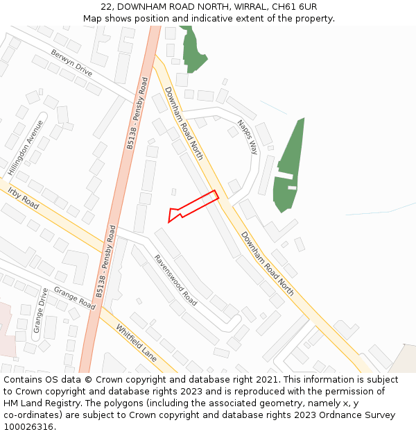 22, DOWNHAM ROAD NORTH, WIRRAL, CH61 6UR: Location map and indicative extent of plot