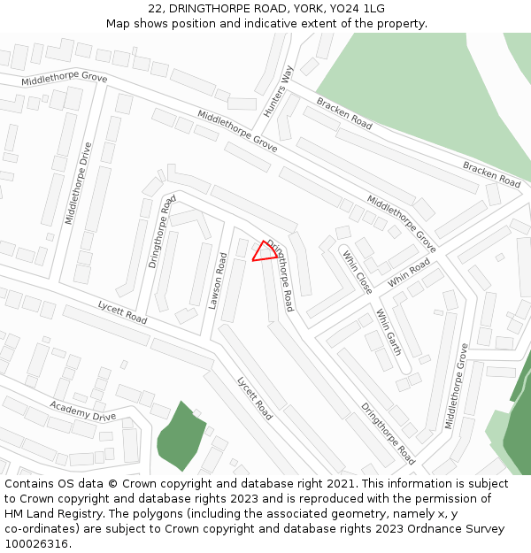 22, DRINGTHORPE ROAD, YORK, YO24 1LG: Location map and indicative extent of plot