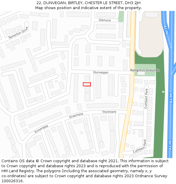 22, DUNVEGAN, BIRTLEY, CHESTER LE STREET, DH3 2JH: Location map and indicative extent of plot