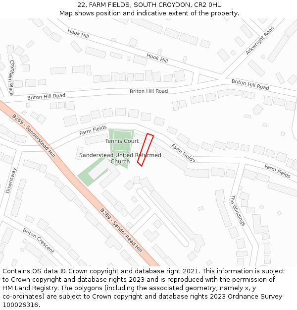 22, FARM FIELDS, SOUTH CROYDON, CR2 0HL: Location map and indicative extent of plot