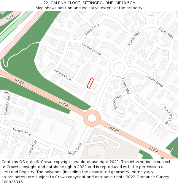 22, GALENA CLOSE, SITTINGBOURNE, ME10 5GA: Location map and indicative extent of plot