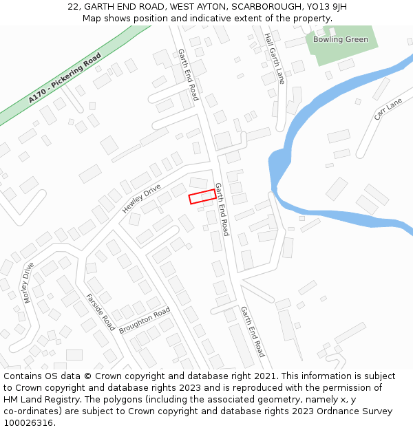 22, GARTH END ROAD, WEST AYTON, SCARBOROUGH, YO13 9JH: Location map and indicative extent of plot