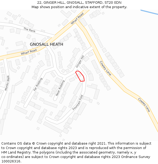 22, GINGER HILL, GNOSALL, STAFFORD, ST20 0DN: Location map and indicative extent of plot