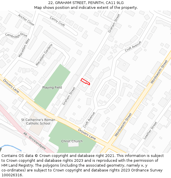 22, GRAHAM STREET, PENRITH, CA11 9LG: Location map and indicative extent of plot