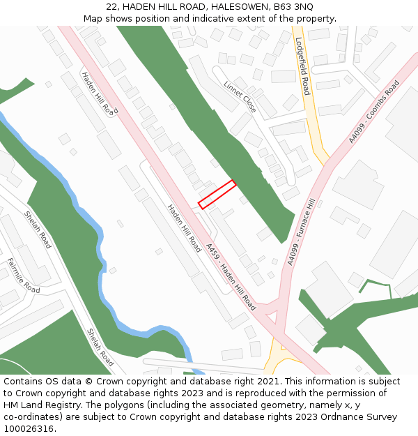 22, HADEN HILL ROAD, HALESOWEN, B63 3NQ: Location map and indicative extent of plot