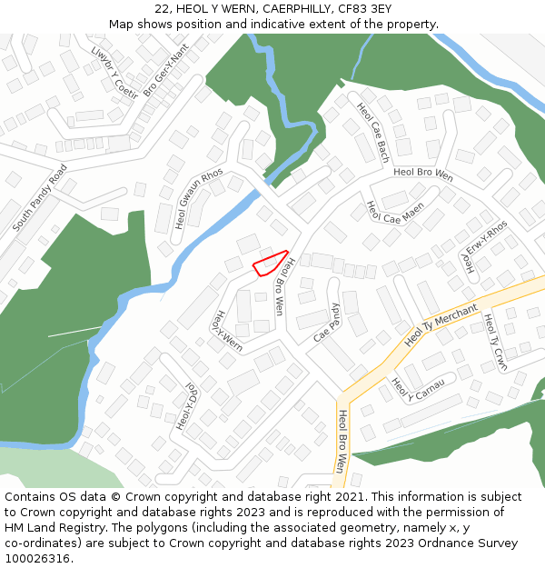 22, HEOL Y WERN, CAERPHILLY, CF83 3EY: Location map and indicative extent of plot