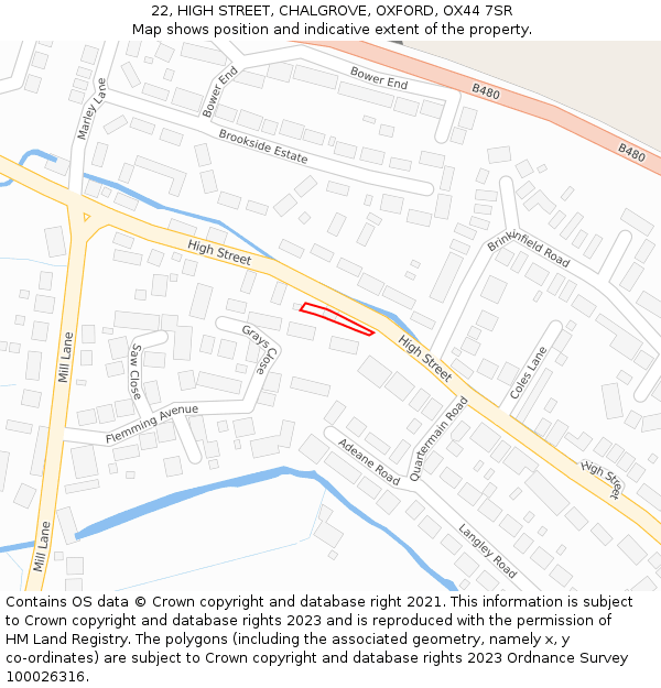 22, HIGH STREET, CHALGROVE, OXFORD, OX44 7SR: Location map and indicative extent of plot