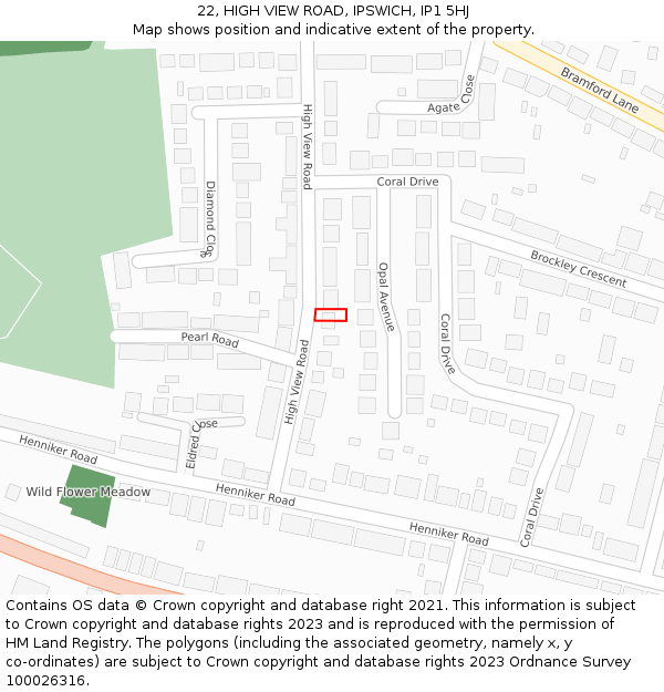 22, HIGH VIEW ROAD, IPSWICH, IP1 5HJ: Location map and indicative extent of plot