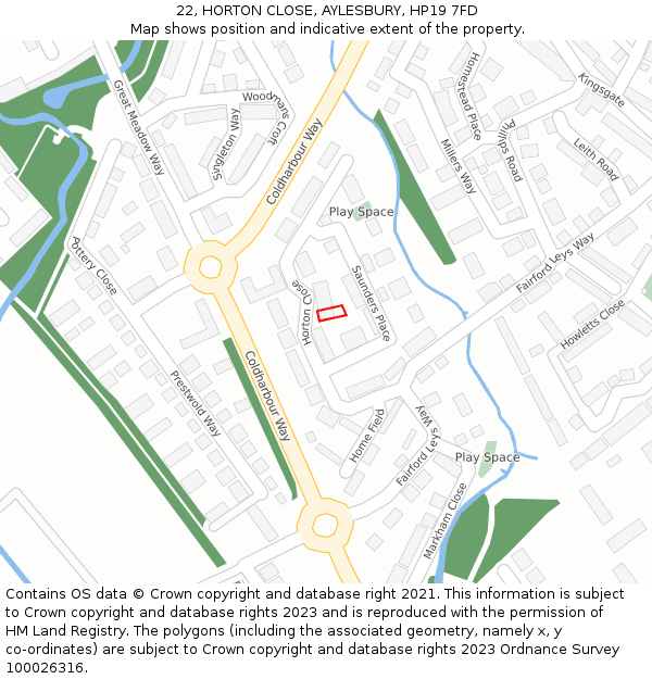 22, HORTON CLOSE, AYLESBURY, HP19 7FD: Location map and indicative extent of plot