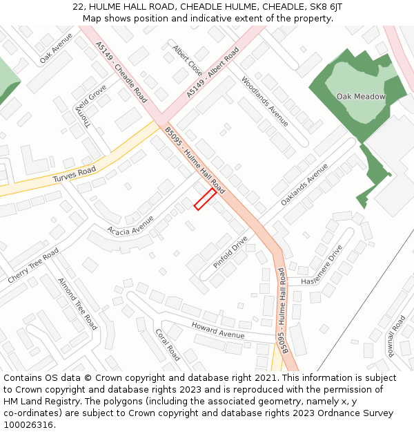 22, HULME HALL ROAD, CHEADLE HULME, CHEADLE, SK8 6JT: Location map and indicative extent of plot