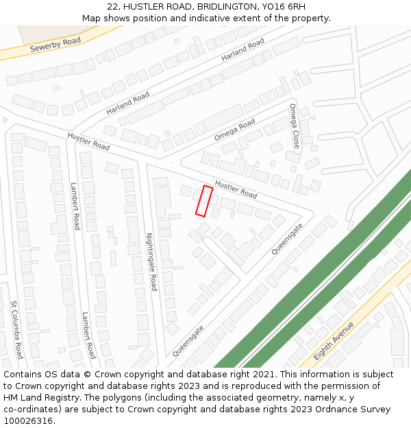 22, HUSTLER ROAD, BRIDLINGTON, YO16 6RH: Location map and indicative extent of plot