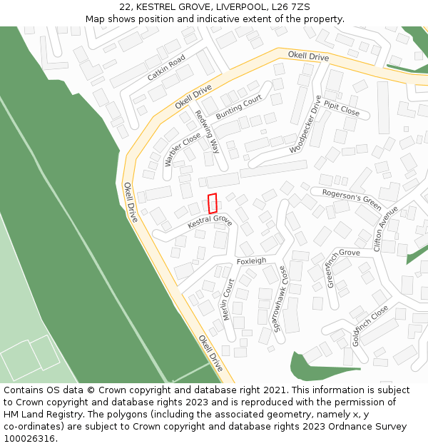 22, KESTREL GROVE, LIVERPOOL, L26 7ZS: Location map and indicative extent of plot