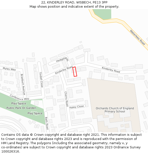 22, KINDERLEY ROAD, WISBECH, PE13 3PP: Location map and indicative extent of plot