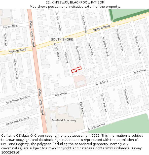 22, KINGSWAY, BLACKPOOL, FY4 2DF: Location map and indicative extent of plot