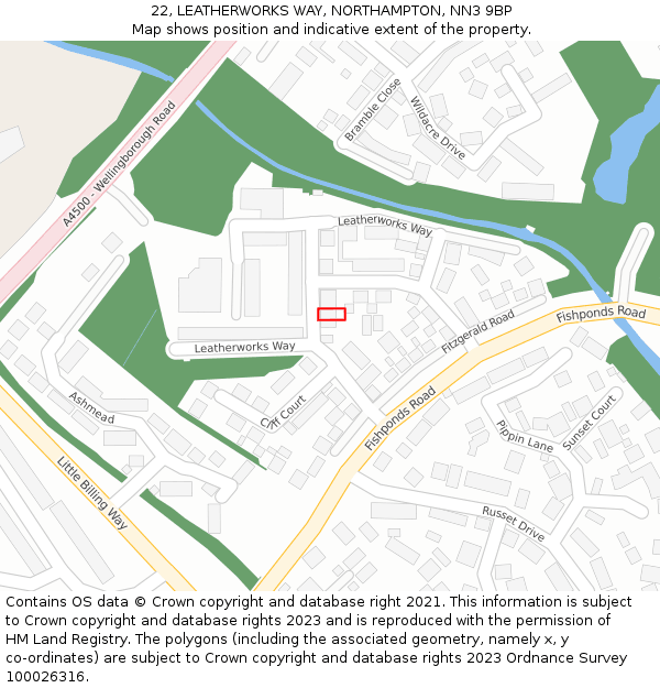 22, LEATHERWORKS WAY, NORTHAMPTON, NN3 9BP: Location map and indicative extent of plot