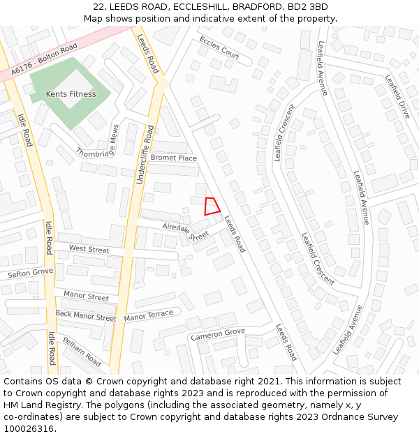 22, LEEDS ROAD, ECCLESHILL, BRADFORD, BD2 3BD: Location map and indicative extent of plot