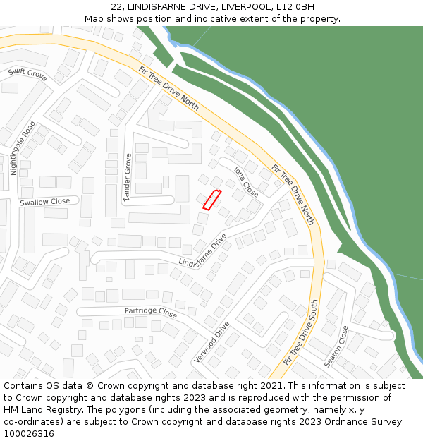 22, LINDISFARNE DRIVE, LIVERPOOL, L12 0BH: Location map and indicative extent of plot