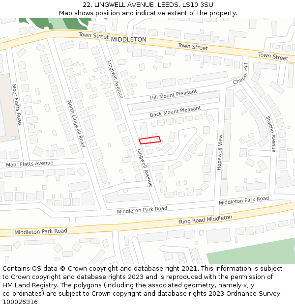 22, LINGWELL AVENUE, LEEDS, LS10 3SU: Location map and indicative extent of plot