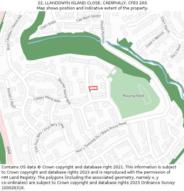 22, LLANDDWYN ISLAND CLOSE, CAERPHILLY, CF83 2AS: Location map and indicative extent of plot