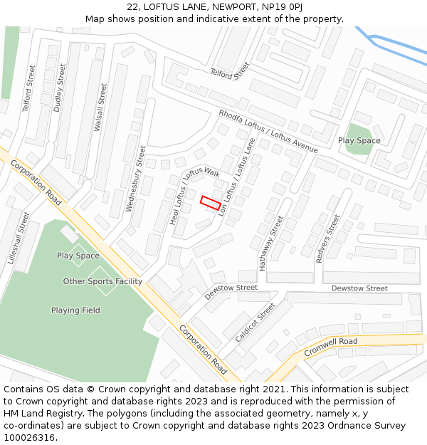 22, LOFTUS LANE, NEWPORT, NP19 0PJ: Location map and indicative extent of plot