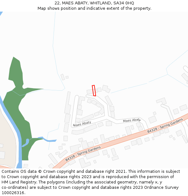 22, MAES ABATY, WHITLAND, SA34 0HQ: Location map and indicative extent of plot