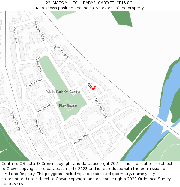 22, MAES Y LLECH, RADYR, CARDIFF, CF15 8GL: Location map and indicative extent of plot