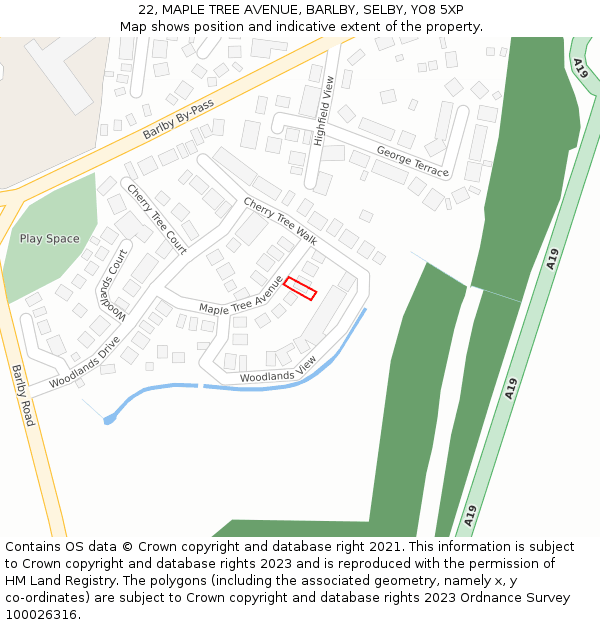 22, MAPLE TREE AVENUE, BARLBY, SELBY, YO8 5XP: Location map and indicative extent of plot