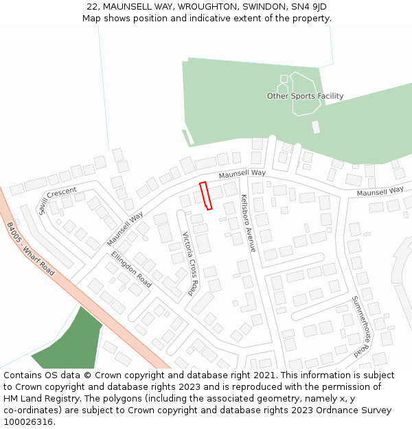 22, MAUNSELL WAY, WROUGHTON, SWINDON, SN4 9JD: Location map and indicative extent of plot