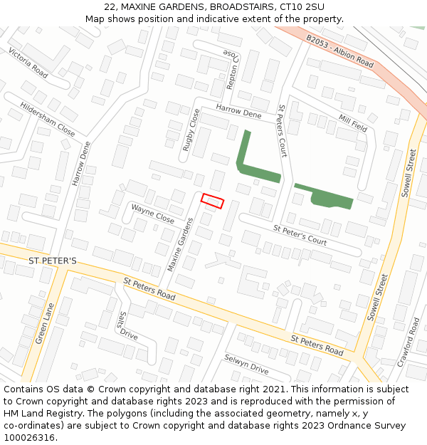 22, MAXINE GARDENS, BROADSTAIRS, CT10 2SU: Location map and indicative extent of plot