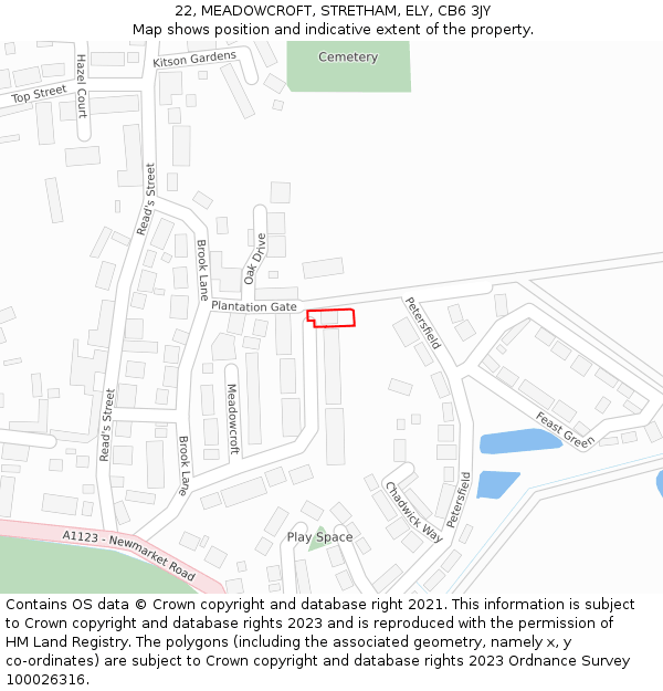 22, MEADOWCROFT, STRETHAM, ELY, CB6 3JY: Location map and indicative extent of plot