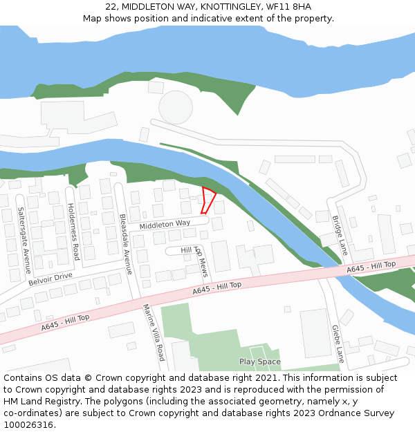 22, MIDDLETON WAY, KNOTTINGLEY, WF11 8HA: Location map and indicative extent of plot