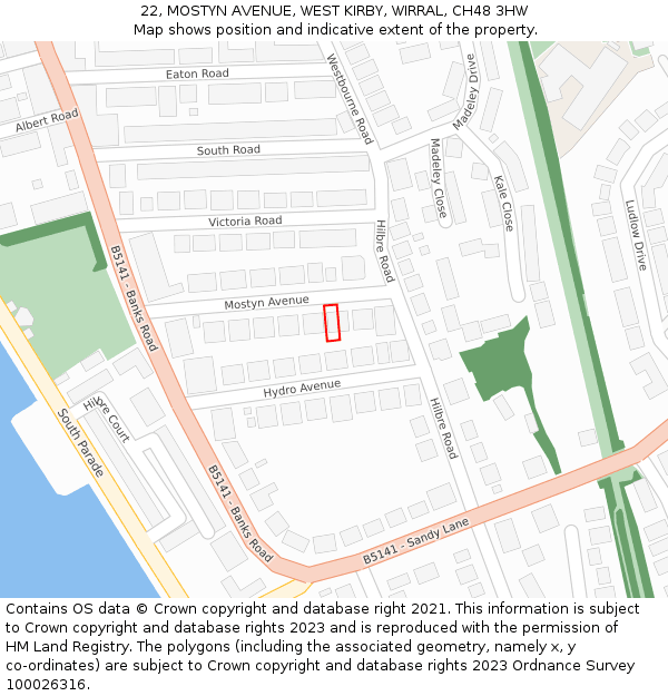 22, MOSTYN AVENUE, WEST KIRBY, WIRRAL, CH48 3HW: Location map and indicative extent of plot