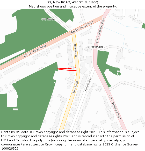 22, NEW ROAD, ASCOT, SL5 8QQ: Location map and indicative extent of plot