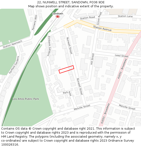 22, NUNWELL STREET, SANDOWN, PO36 9DE: Location map and indicative extent of plot