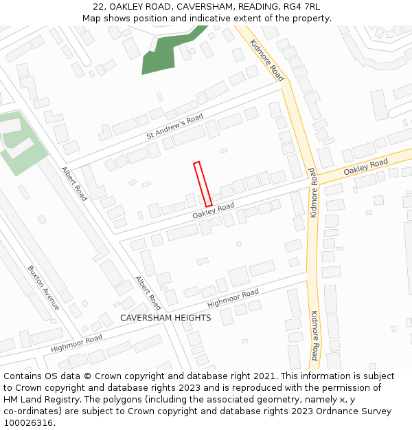 22, OAKLEY ROAD, CAVERSHAM, READING, RG4 7RL: Location map and indicative extent of plot