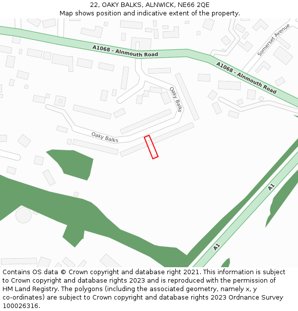 22, OAKY BALKS, ALNWICK, NE66 2QE: Location map and indicative extent of plot