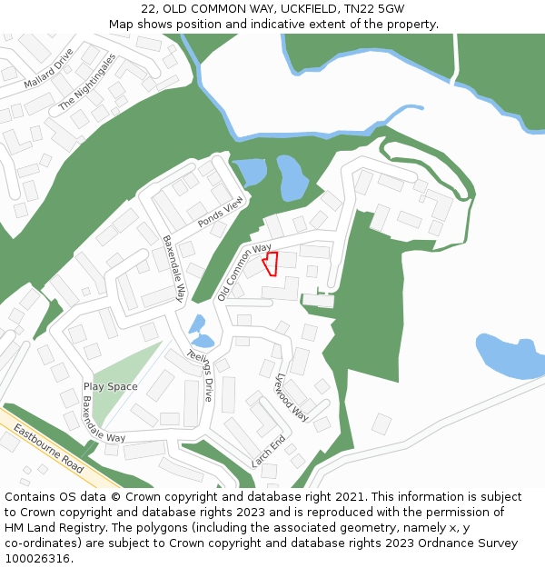 22, OLD COMMON WAY, UCKFIELD, TN22 5GW: Location map and indicative extent of plot