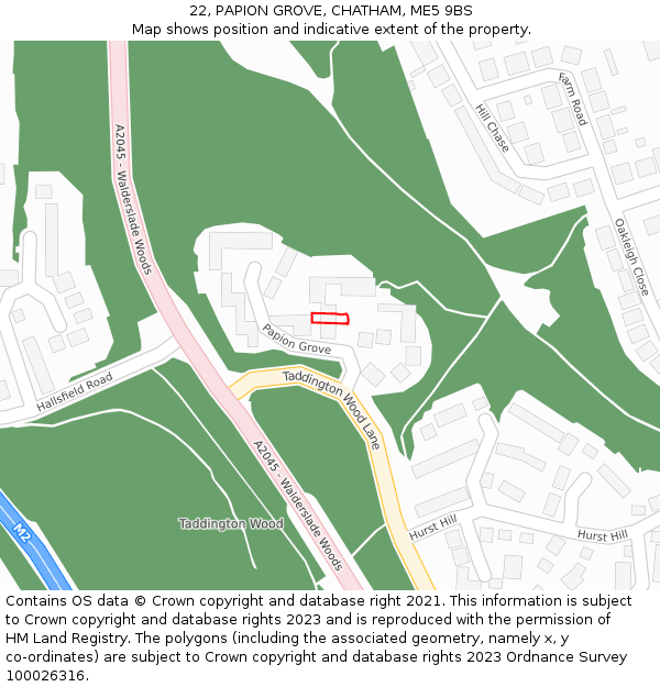 22, PAPION GROVE, CHATHAM, ME5 9BS: Location map and indicative extent of plot